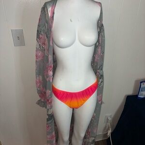 Floral Sheer Kimono with Ombre Bikini Bottom